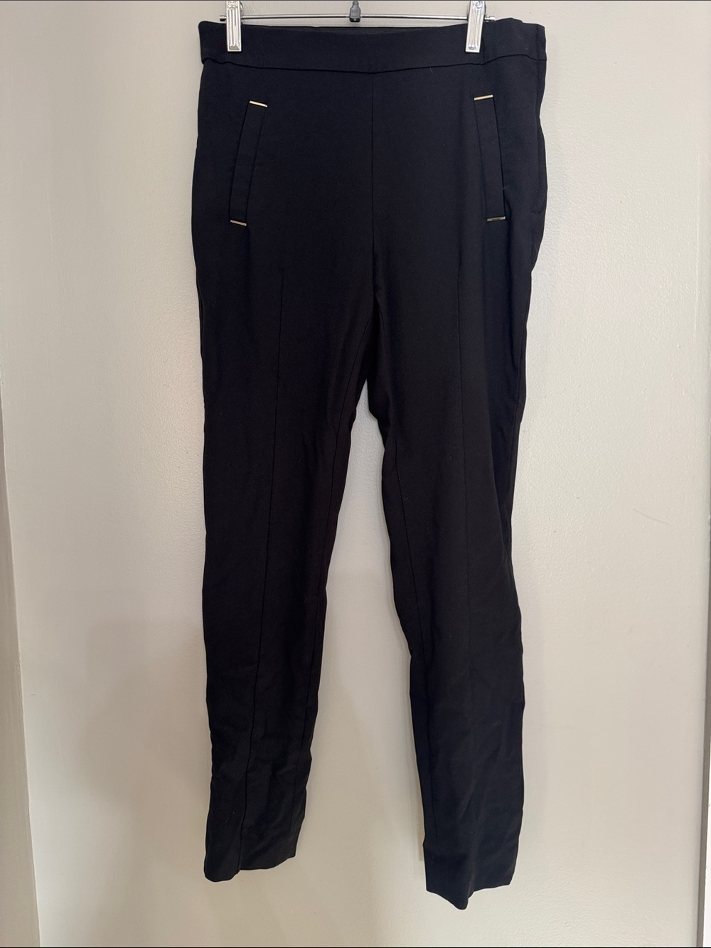 H&M Black Slim Ponte Leggings with Gold Trim